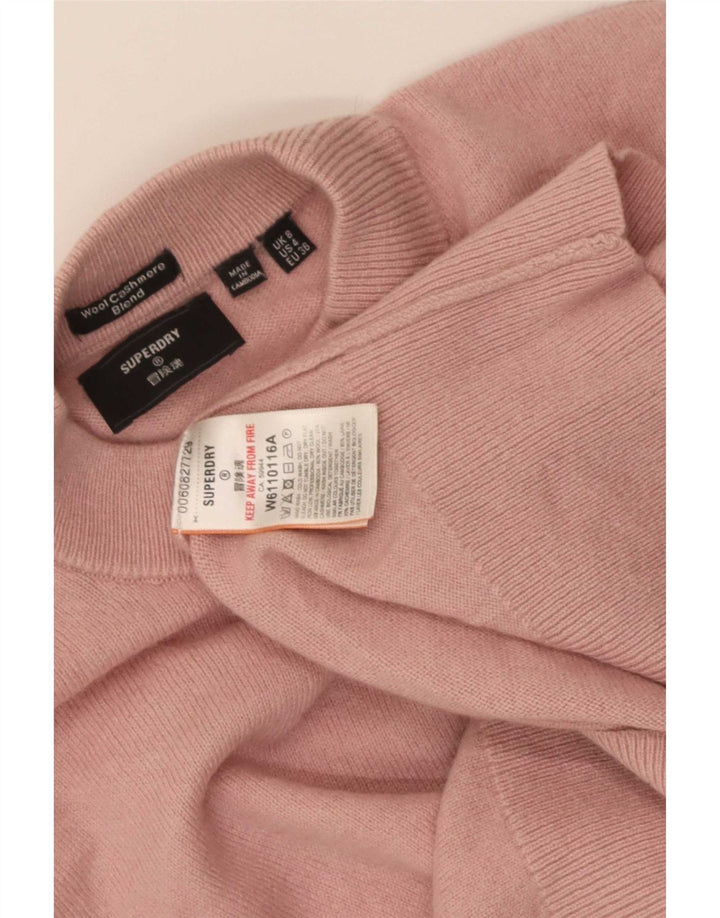 Superdry Pull court surdimensionné à col roulé pour femme UK 8 Petit Rose