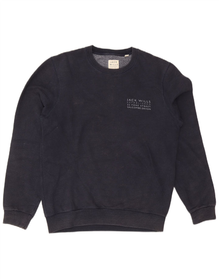 Jack Wills Sweat-shirt graphique pour homme en coton bleu marine moyen