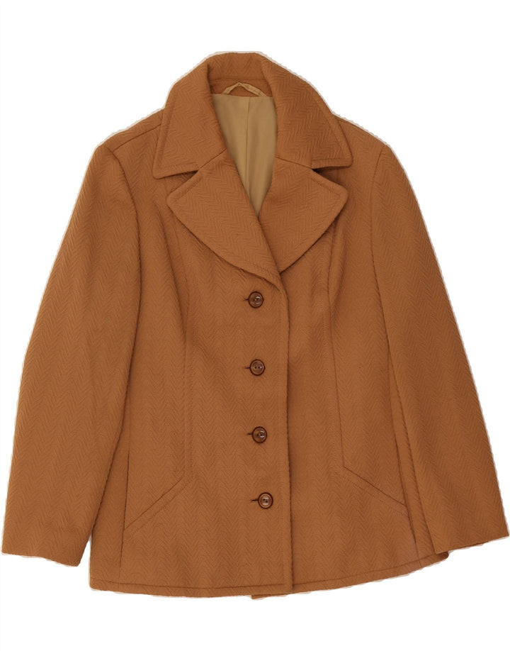 VINTAGE Womens 4 Button Blazer Jacket UK 16 Large Brown Herringbone Vintage Vintage and Second-Hand Vintage from Messina Hembry 