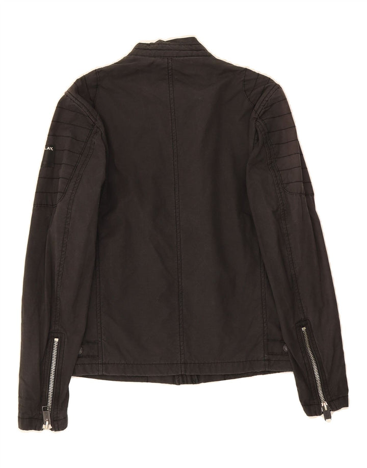 REPLAY Womens Bomber Jacket UK 6 XS Black Vintage Replay and Second-Hand Replay from Messina Hembry 