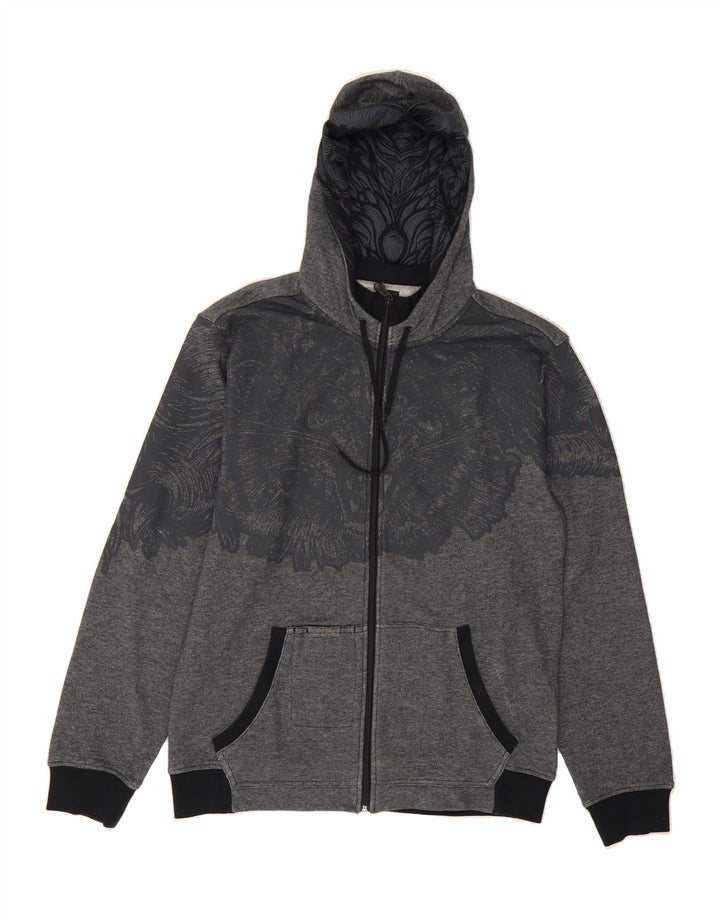 ADIDAS Mens Graphic Zip Hoodie Sweater Medium Grey Cotton Vintage Adidas and Second-Hand Adidas from Messina Hembry 