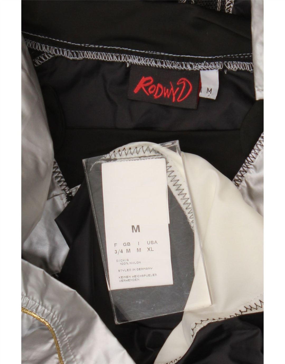 vintage Mens Graphic Pullover Rain Jacket UK 38 Medium Silver Colourblock