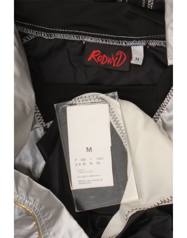 vintage Mens Graphic Pullover Rain Jacket UK 38 Medium Silver Colourblock