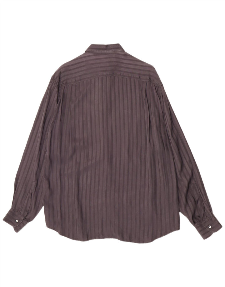Chemise Homme Vintage Gris Moyen Rayé Cupro Classique