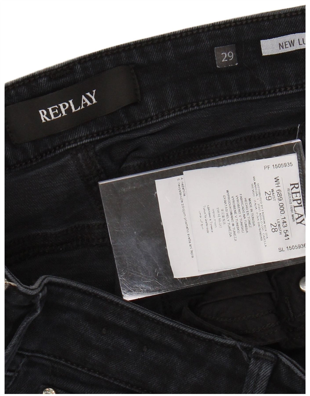 REPLAY Femme Nouveau Jean Skinny Luz W29 L28 Noir Coton