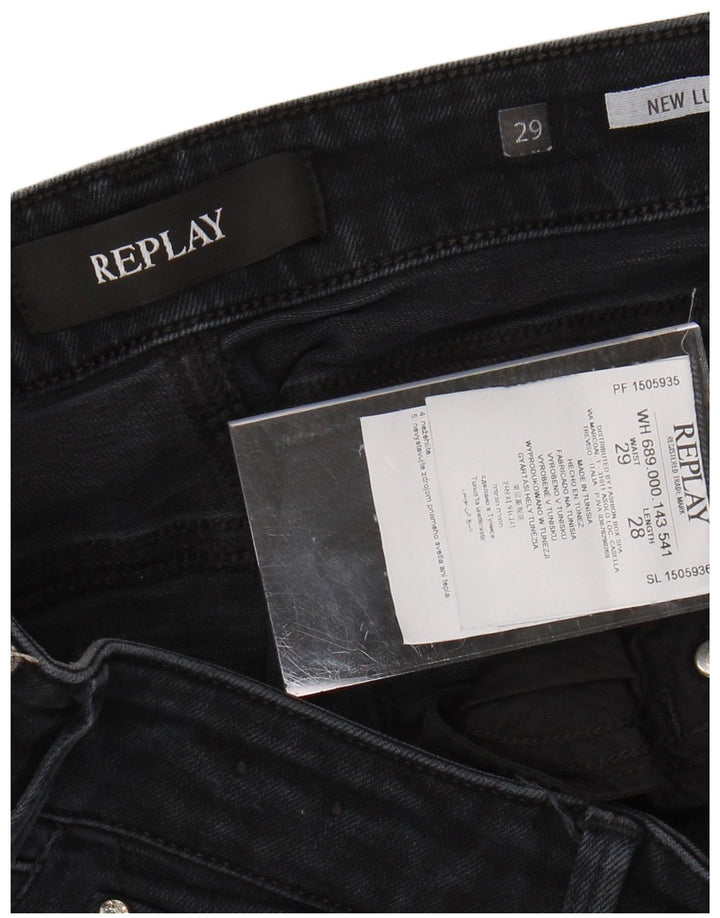 REPLAY Femme Nouveau Jean Skinny Luz W29 L28 Noir Coton