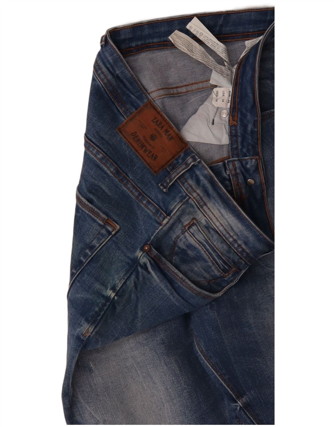 ZARA Jeans Slim Homme EU 44 Large W34 L31 Bleu Coton