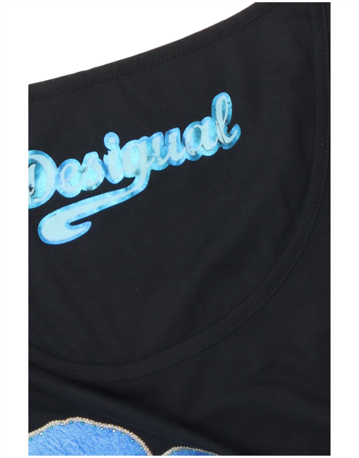 Desigual Robe tunique asymétrique graphique pour femme UK 14 Medium Black Floral