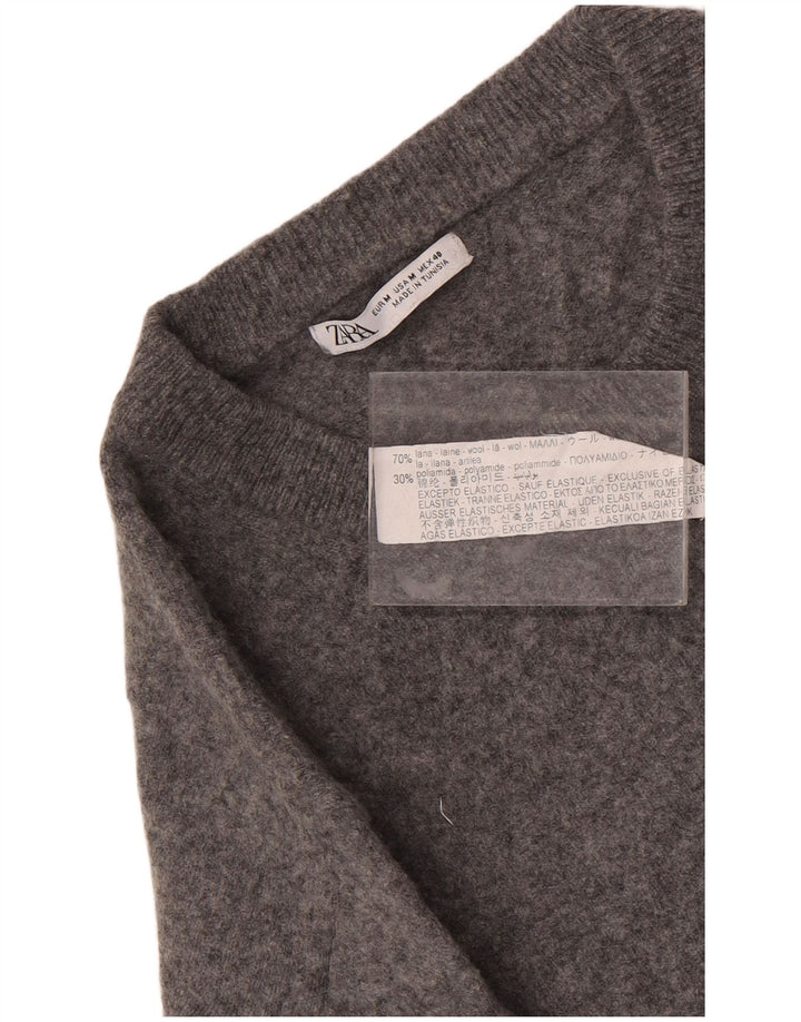 Zara Pull à col rond en laine mouchetée gris moyen pour homme