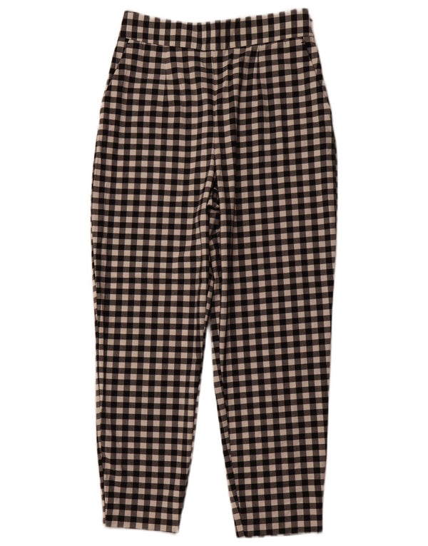 Pantalon Chino Fuselé Femme ZARA Moyen W28 L26 Polyester Vichy Noir