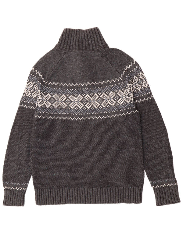 Fat Face Pull col boutonné pour homme Gris moyen Fair Isle Classic