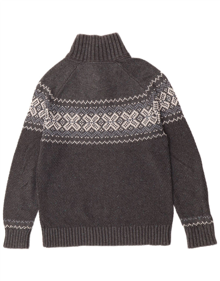 Fat Face Pull col boutonné pour homme Gris moyen Fair Isle Classic