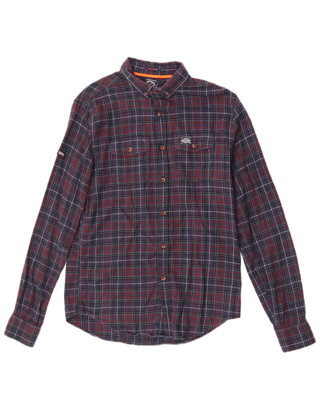 Superdry Chemise Regular Fit En Flanelle Petit Carreau Bleu Marine En Coton