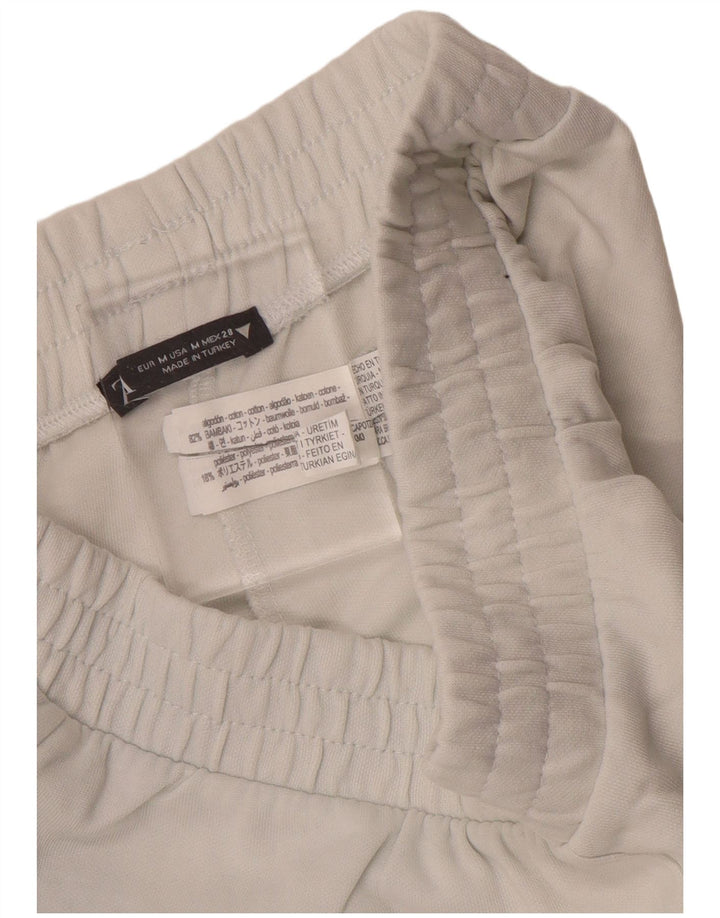 Zara Pantalon De Survêtement Femme UK 12 Coton Blanc Moyen
