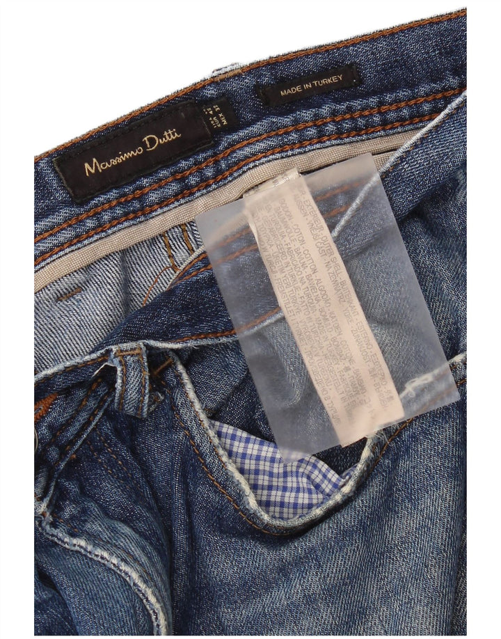 Massimo Dutti Jean droit vieilli pour homme EU 42 Large W32 L29 Bleu