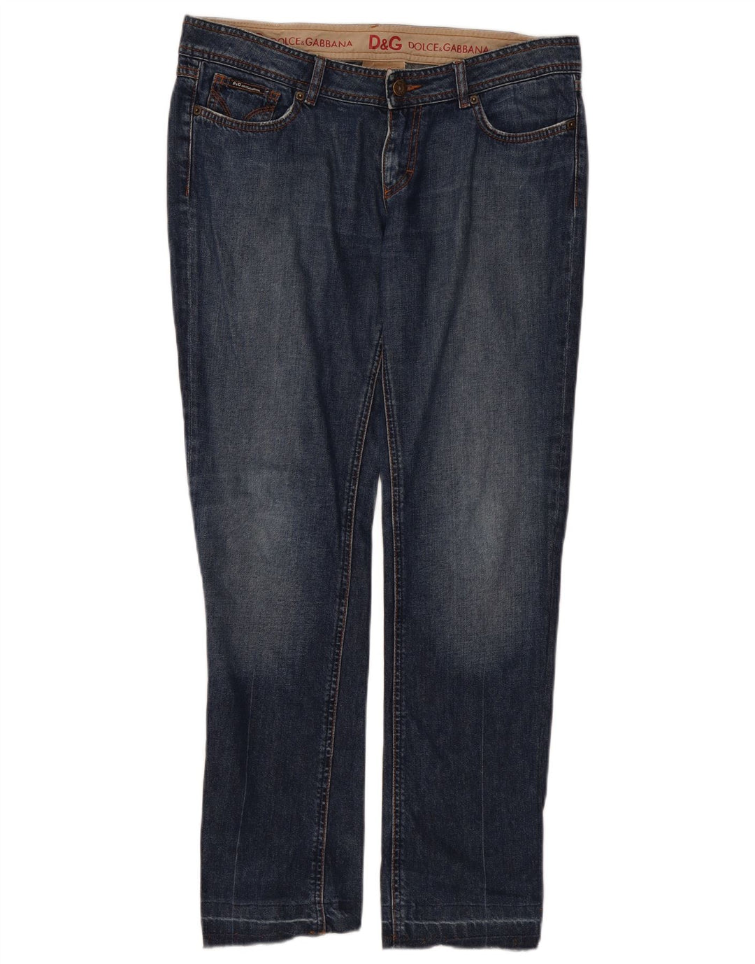 DOLCE & GABBANA Jean bootcut taille basse coupe ajustée pour femme W34 L30 Bleu