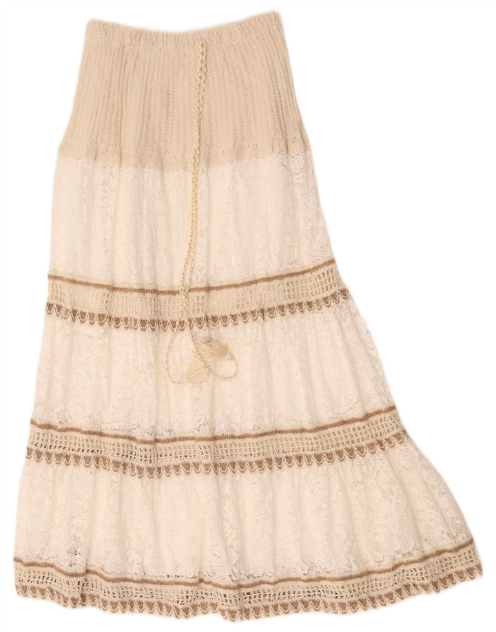 vintage Womens Maxi Tiered Jupe W26 Petit Blanc Rayé