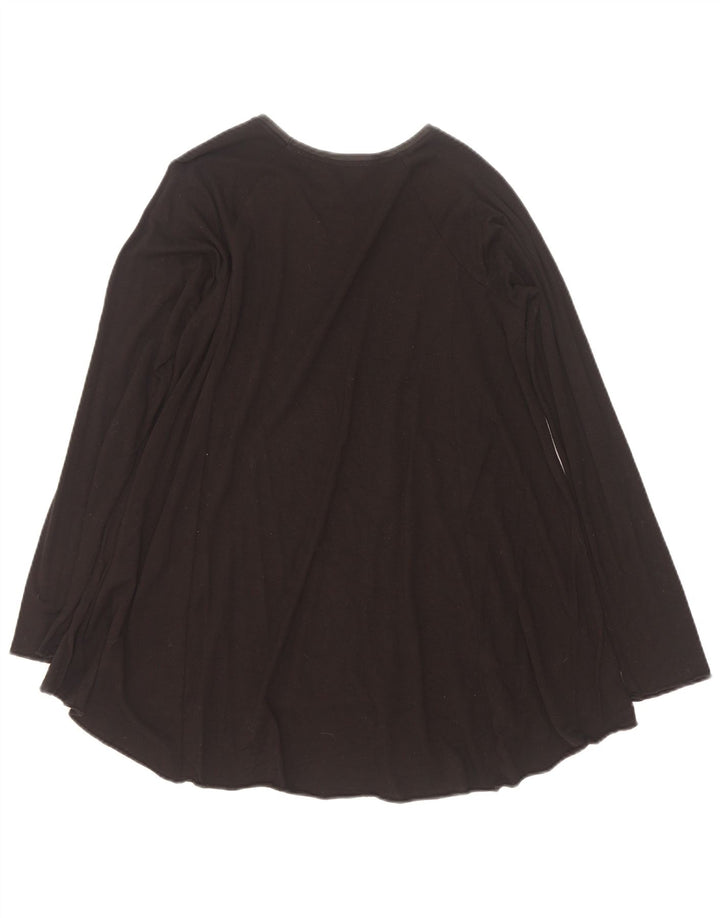 Zara Femme Top Manches Longues UK 14 Moyen Noir