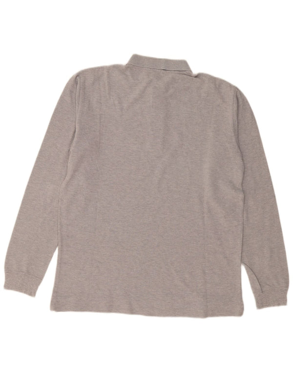 BENETTON Polo à Manches Longues Homme Gris Moyen Moucheté