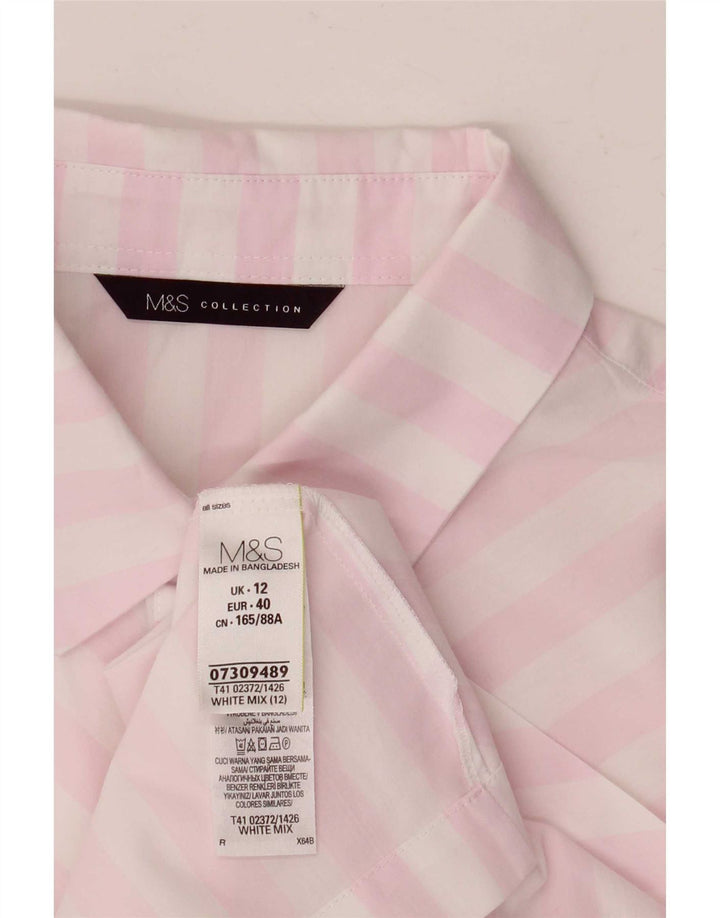 Marks & Spencer Chemise à manches courtes pour femme UK 12 Medium White Rayé