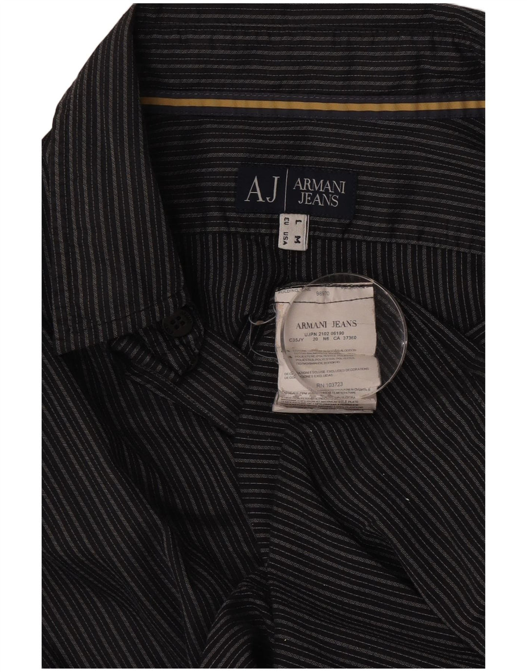 Armani Jeans Chemise Homme Gris Moyen Rayé Coton
