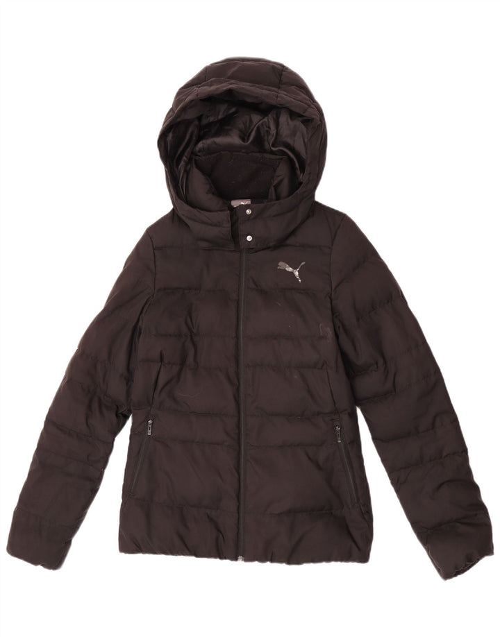 Puma Veste rembourrée à capuche pour femme UK 8 Small Noir Polyester