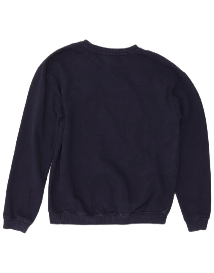 ELLESSE Sweat-shirt graphique pour femme UK 12 Bleu marine moyen en coton