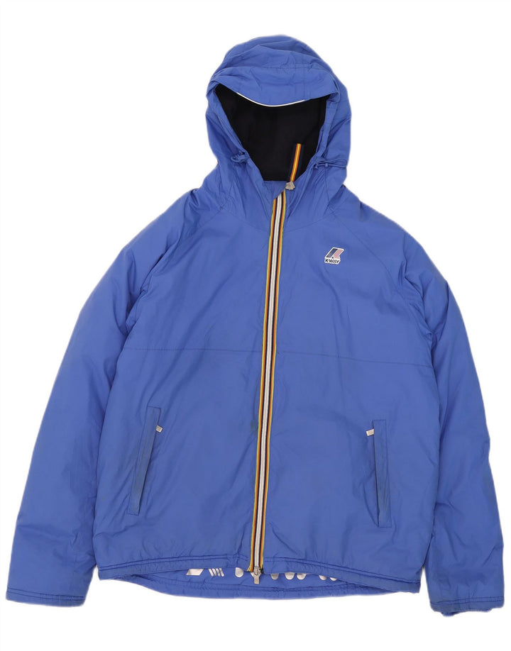 K-Way Veste coupe-vent à capuche pour homme UK 40 Large Bleu Polyamide
