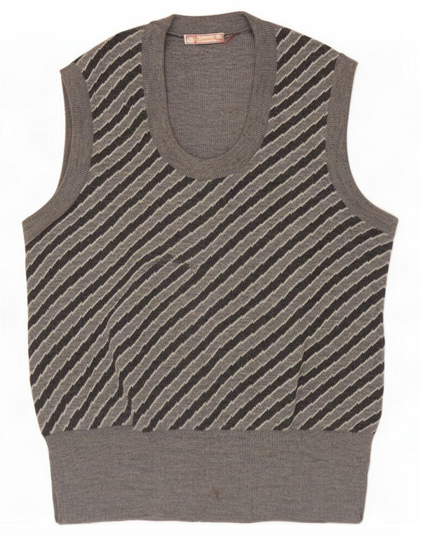 Débardeur vintage pour femme UK 10 Petit gris rayé