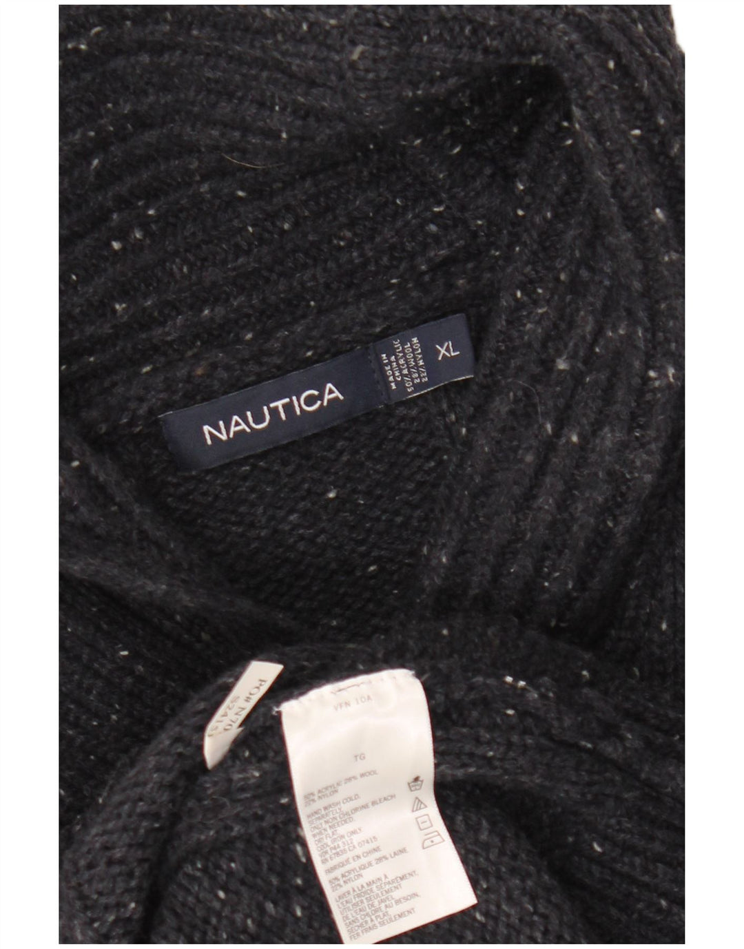 NAUTICA Pull col châle homme XL noir acrylique