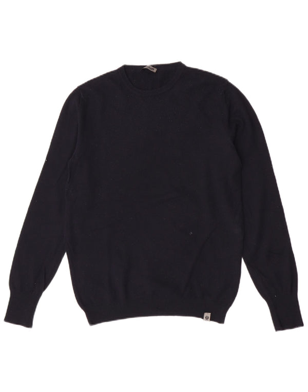 Belstaff Pull ras du cou pour femme UK 10 Petite laine vierge bleu marine