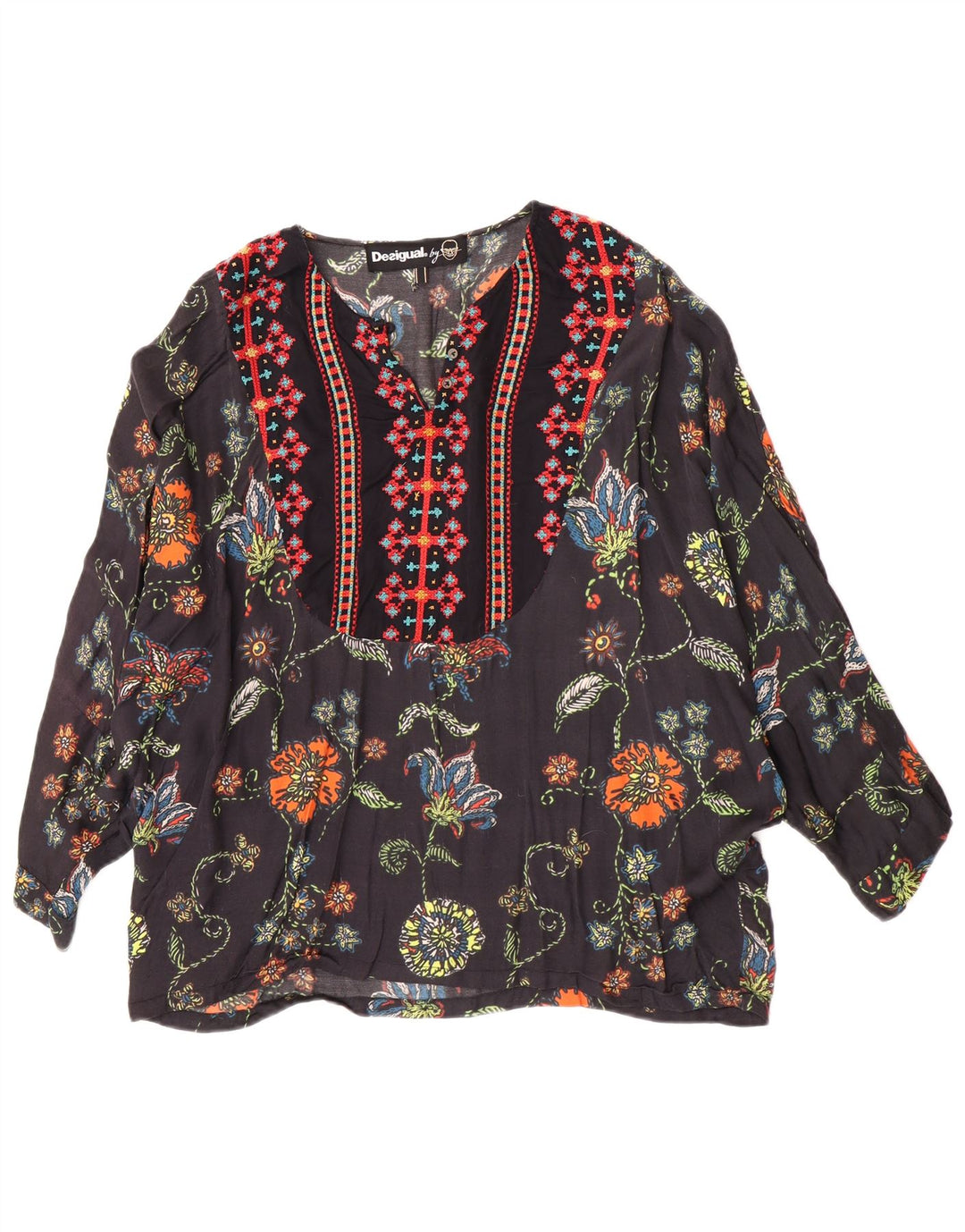 Desigual Tunique Femme UK 12 Medium Noir Floral