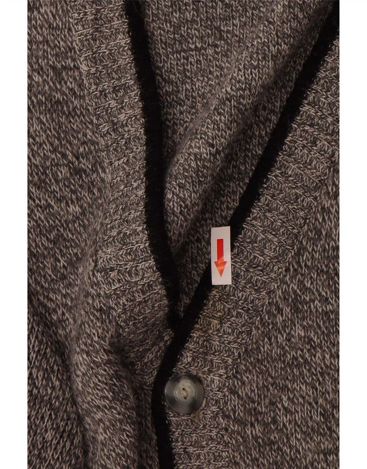 vintage Mens Cardigan Sweater Grande laine mouchetée grise