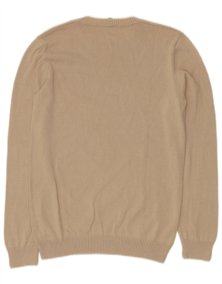 BENETTON Pull à col rond pour garçon 11-12 ans 2XL Beige Coton