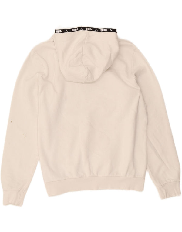 Puma Pull à capuche surdimensionné graphique pour femme UK 16 Large Blanc Coton