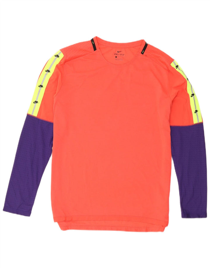 Haut à manches longues Nike Dri Fit Graphic pour hommes, grand color block orange