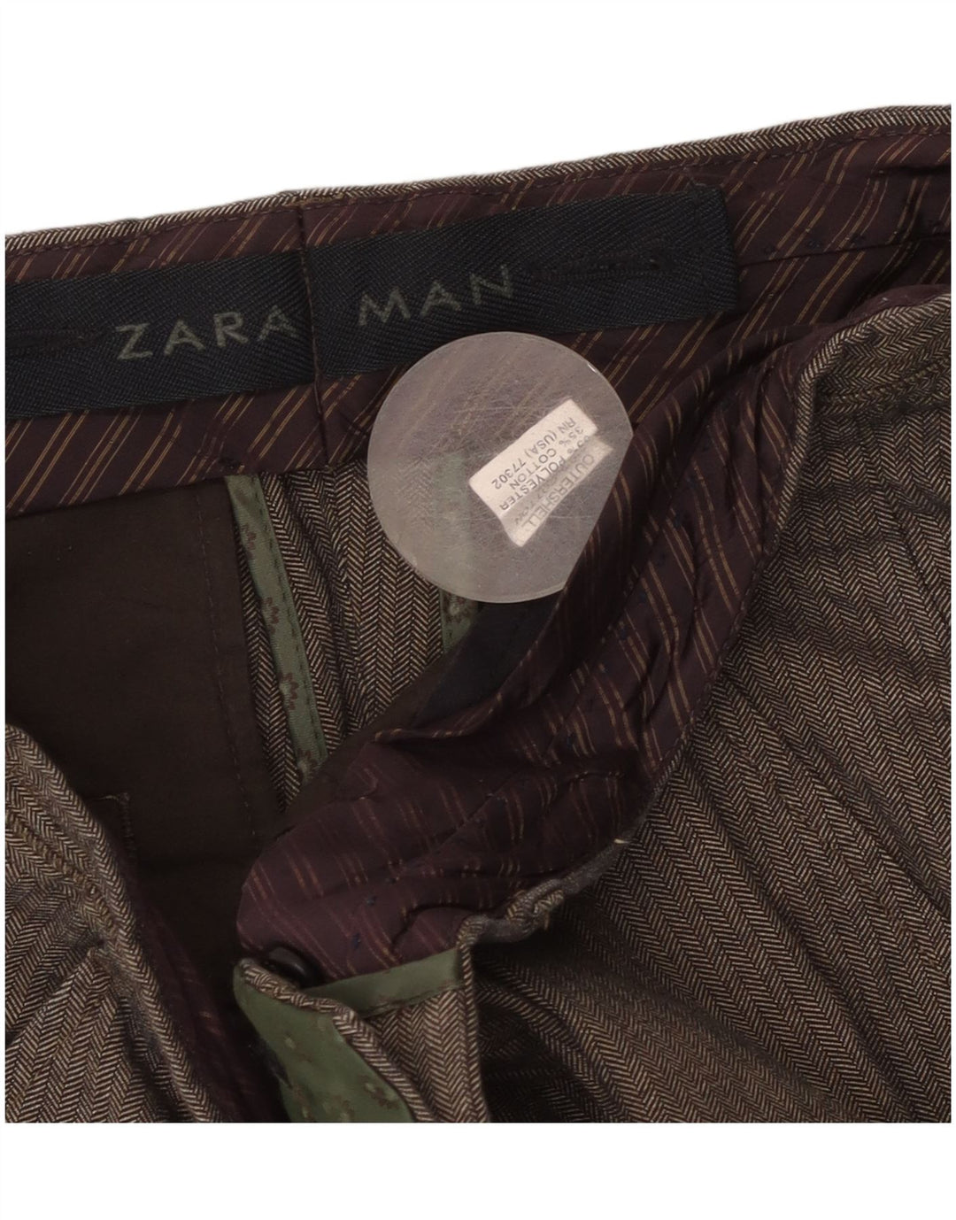 Pantalon de costume droit homme Zara W36 L31 coton à chevrons gris