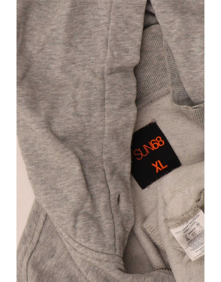 Sun68 Pull à capuche zippé pour homme XL en coton gris