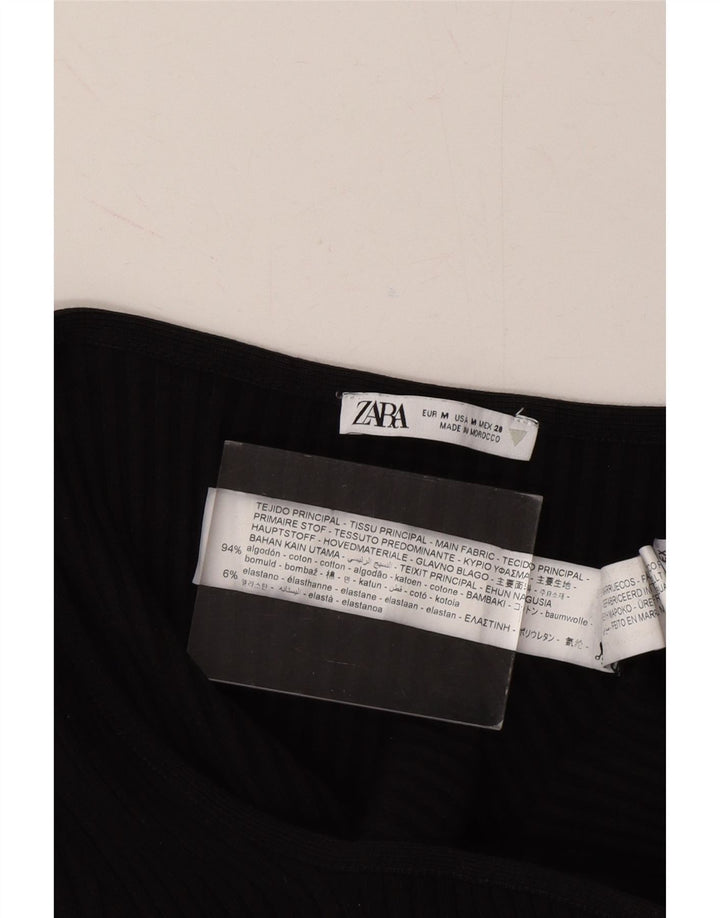 ZARA Womens Bodysuit UK 12 Medium Black Cotton Vintage Zara and Second-Hand Zara from Messina Hembry 