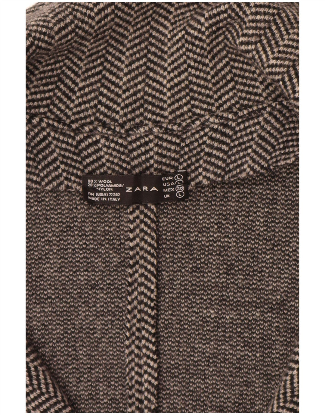 ZARA Veste blazer en tricot pour femme UK 14 Grand chevrons gris