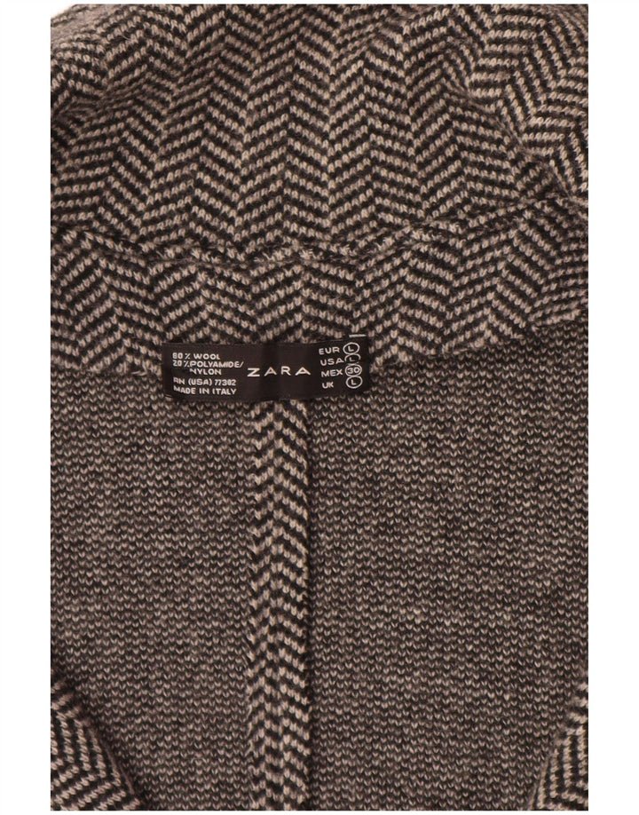 ZARA Veste blazer en tricot pour femme UK 14 Grand chevrons gris