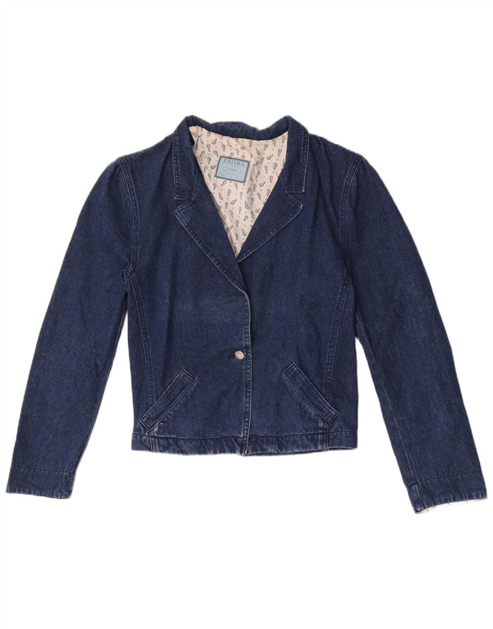Prisma Veste blazer en jean à 1 bouton pour femme UK 12 Bleu marine moyen en coton