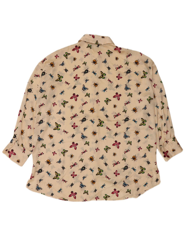 Zara Robe chemise surdimensionnée à manches 3/4 pour femme UK 6 XS Beige Imprimé animal