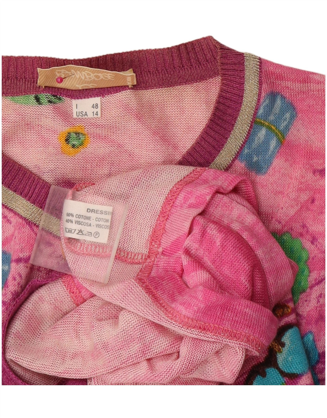 Le Bambole Femmes Motif Abstrait Cardigan Long Pull IT 48 XL Rose