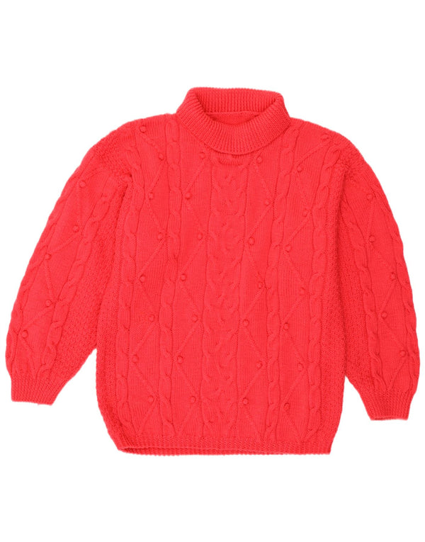 vintage Femmes Roll Neck Jumper Pull UK 18 XL Rose