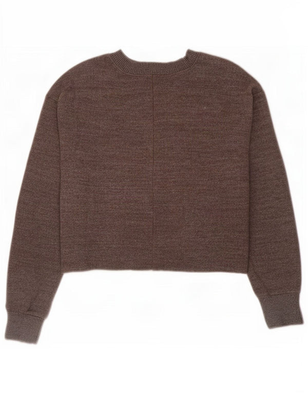 Zara Womens Crop Blouse Top UK 16 Large Gris Coton