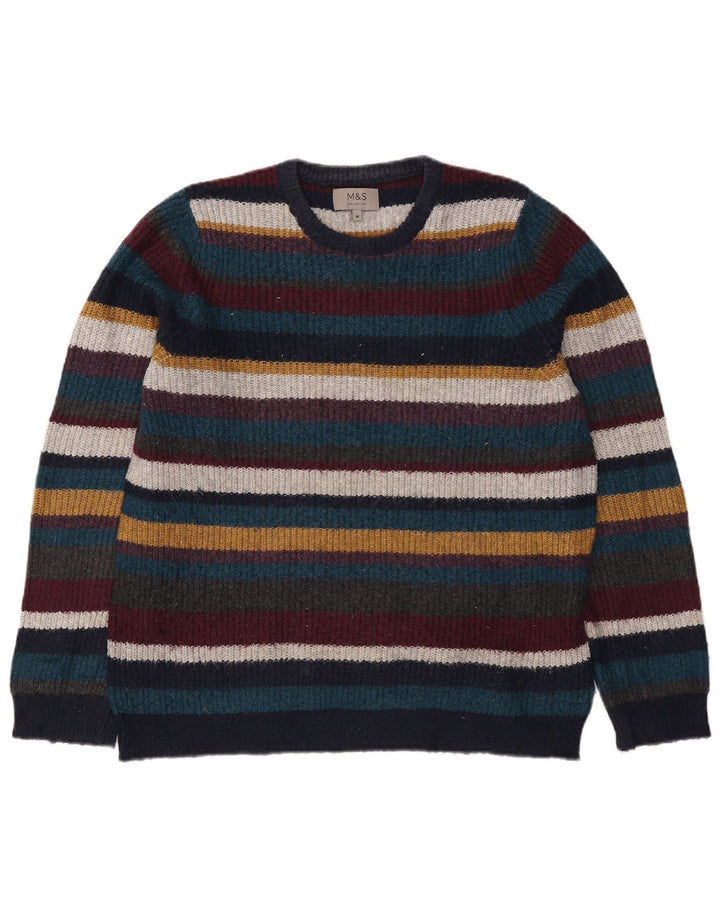 Marks & Spencer Pull Col Ras du Cou Homme Rayé Multicolore Moyen