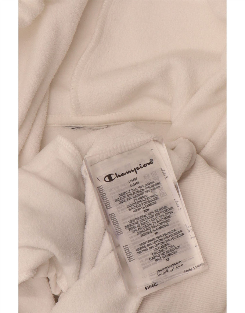 CHAMPION Mens Graphic Hooded Fleece Jumper XS White Polyester Vintage Champion and Second-Hand Champion from Messina Hembry 