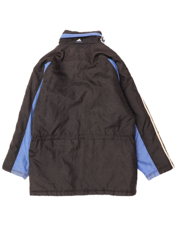 Adidas Manteau coupe-vent à capuche pour homme UK 40 Large Noir Colorblock Nylon