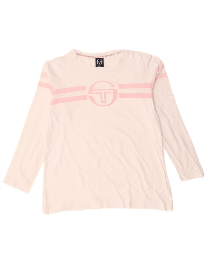 Sergio Tacchini Haut graphique à manches longues pour femme UK 14 Rayé blanc moyen